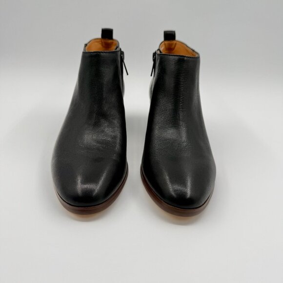 J.Crew Factory Women’s 8.5 Sawyer Black Leather Ankle Boots Stacked Heel NWOB - Picture 1 of 12